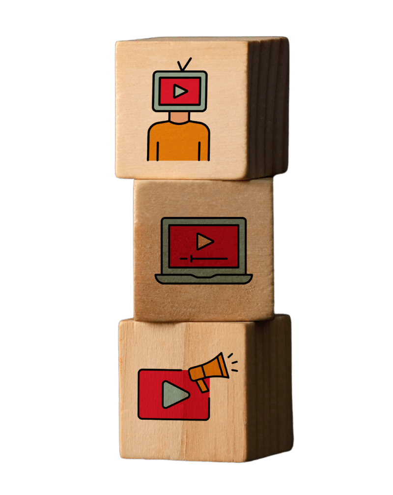 Building blocks with different YouTube services from a video marketing agency
